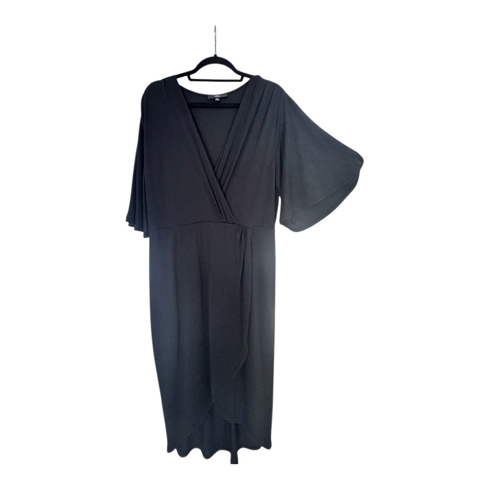 Lulu's Black Midi Dress with Tulip Hem